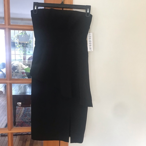 NWT Jay Godfrey Angie Peplum Dress. Size 2. Black color. - Picture 2 of 8